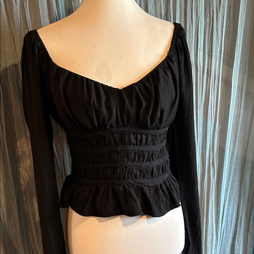 Elegant Topshop Black Women's Peasant Blouse